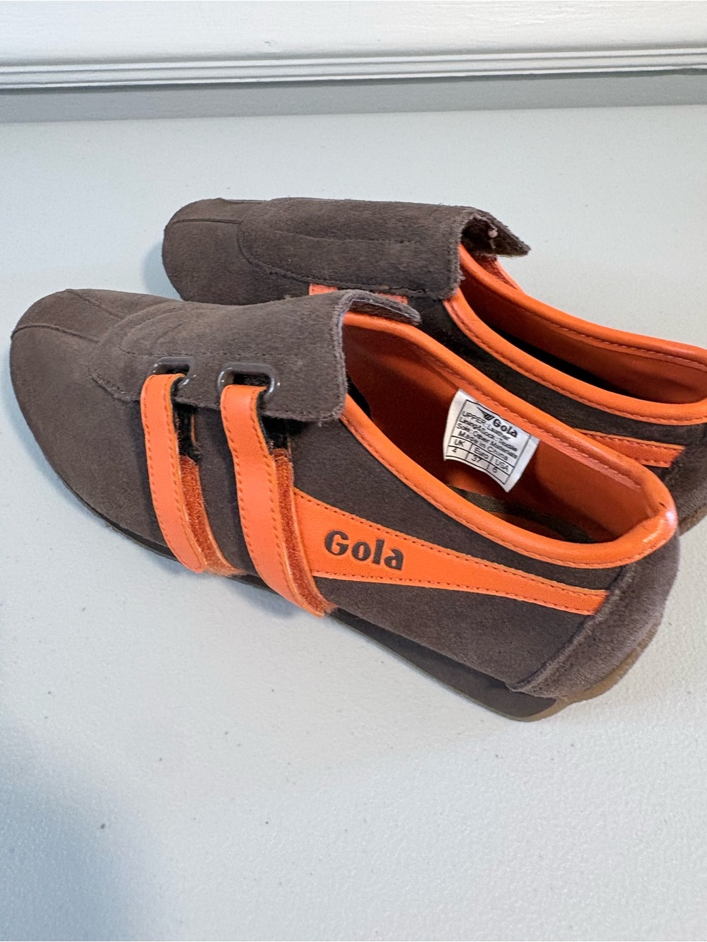 Gola Retro Suede Double Strap Sneakers Brown Orange Trainers Women’s US 6 - Picture 6 of 12